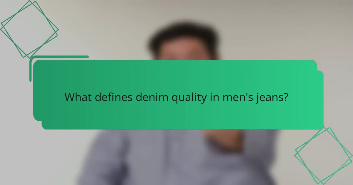 What defines denim quality in men's jeans?
