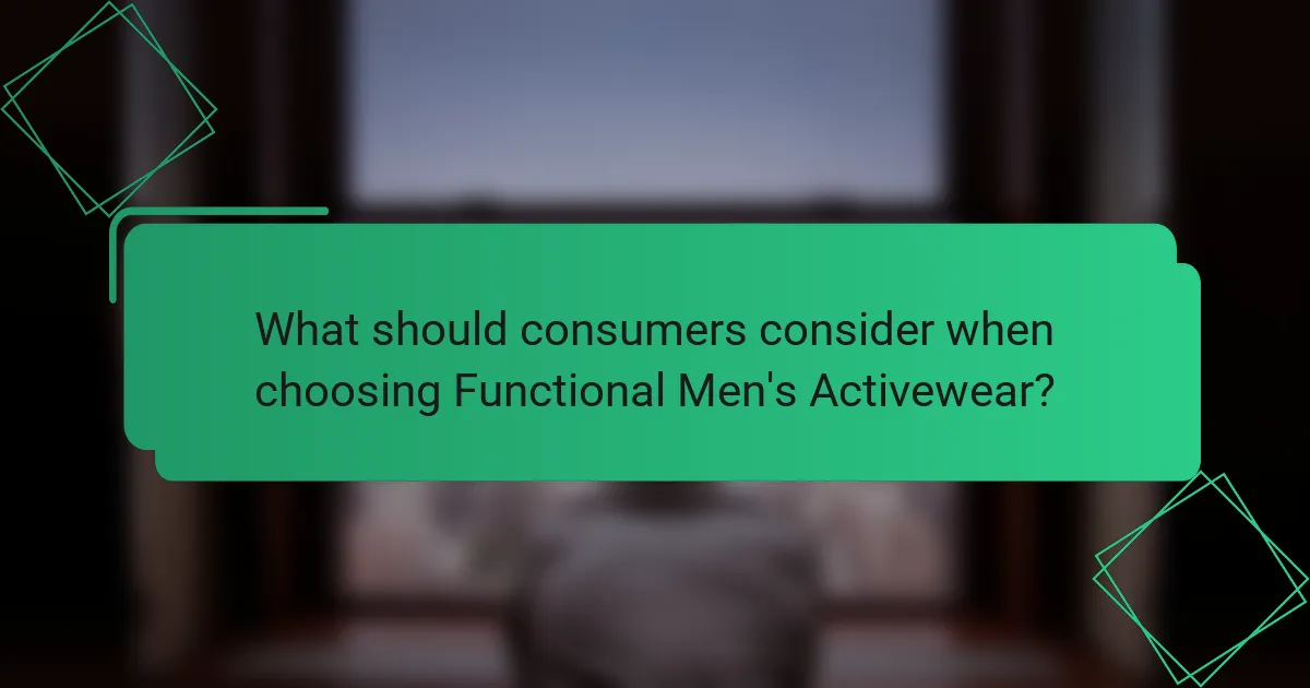 What should consumers consider when choosing Functional Men's Activewear?